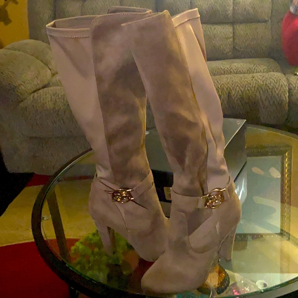 Bebe knee high heel boots